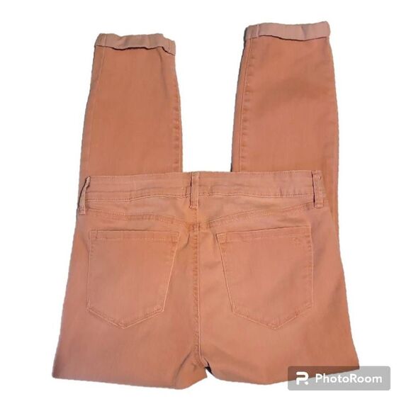 Jessica Simpson Women's Size 6 Peach Denim Mid-Rise Rolled Crop Skinny Jeans - Picture 2 of 5